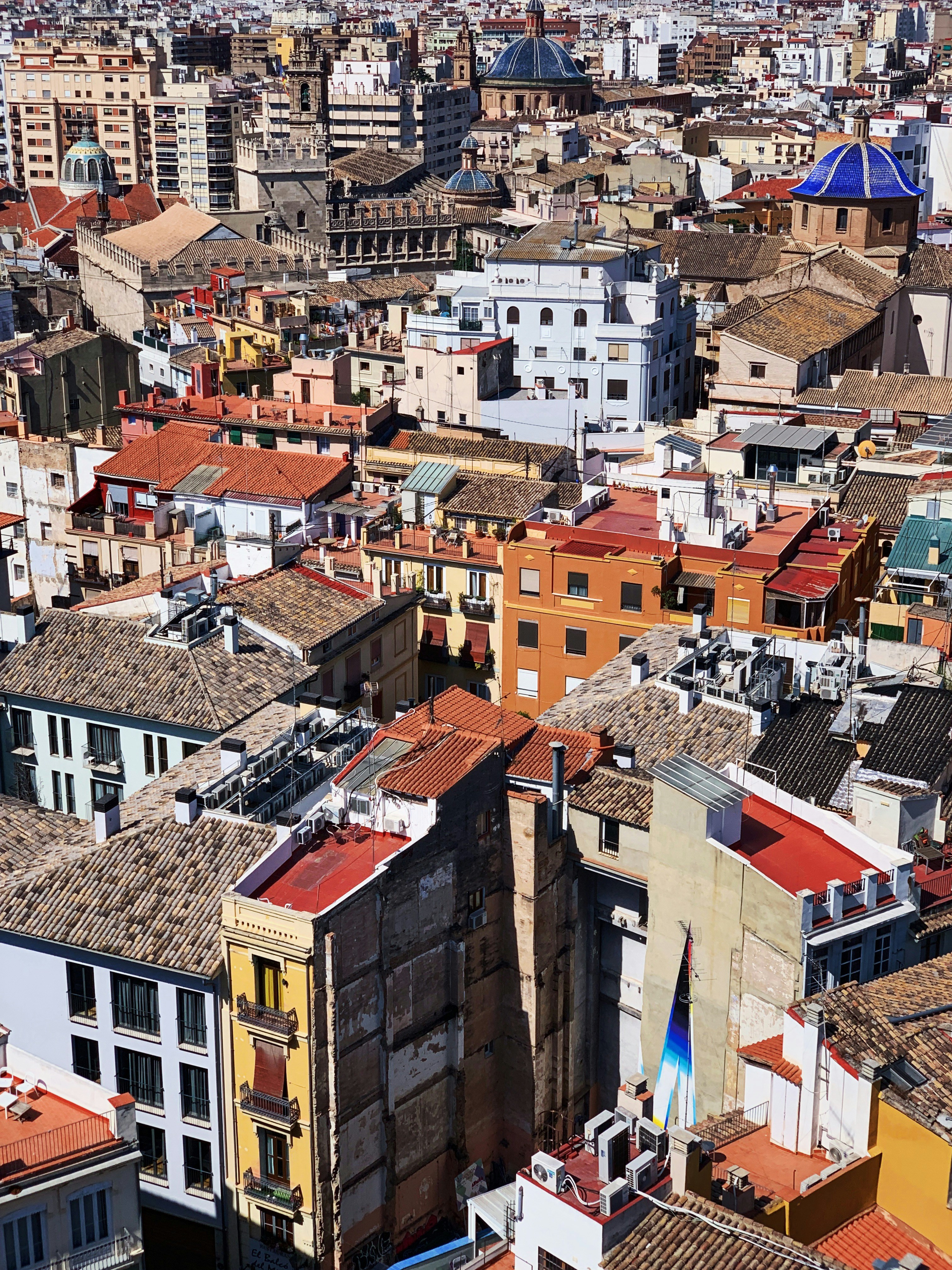 Rooftop view of old town Valencia.