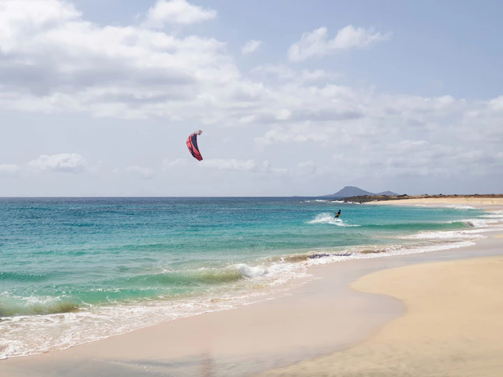 Man windsurfing in Cape Verde