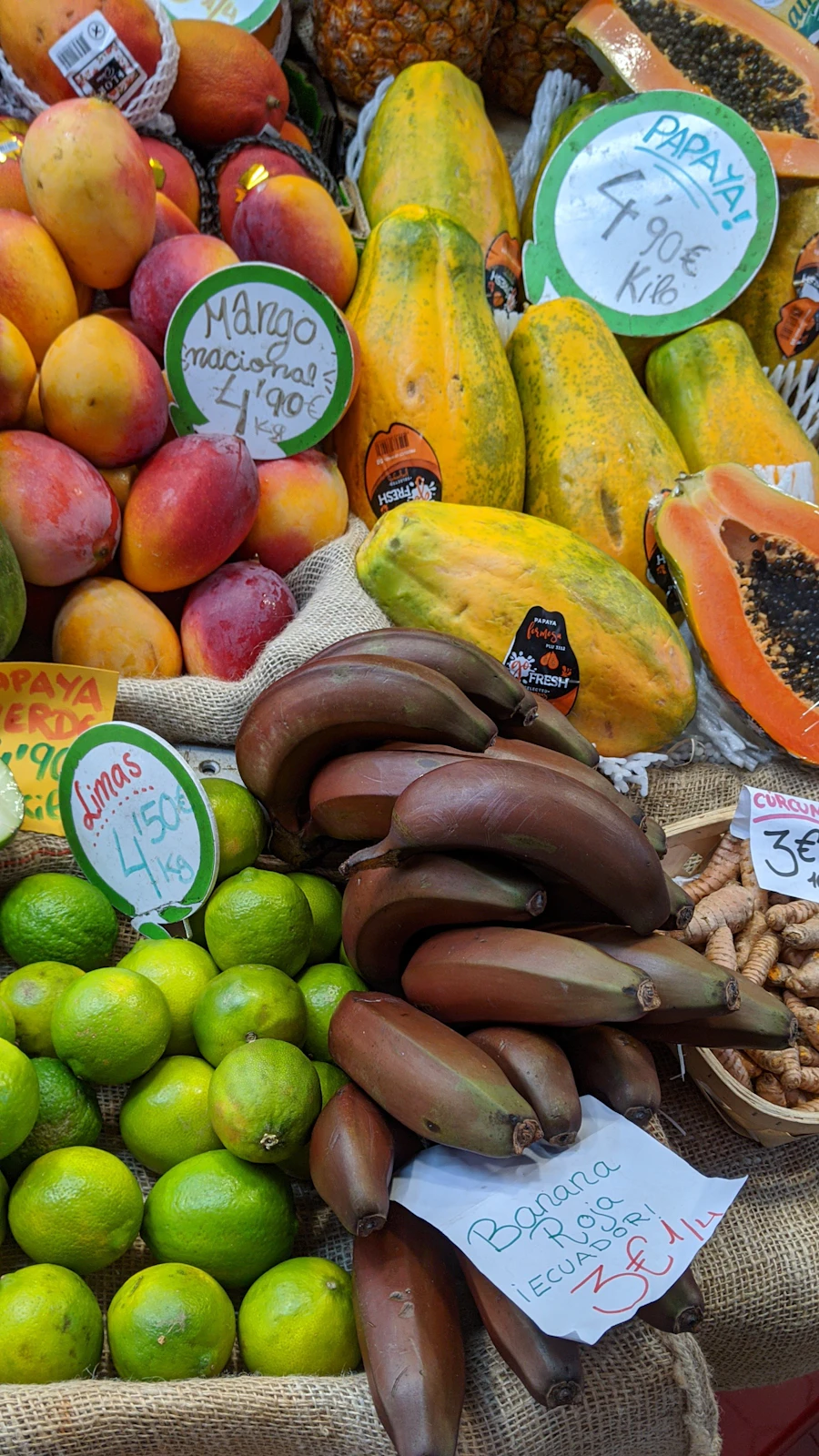 Pile of fresh tropical fruits