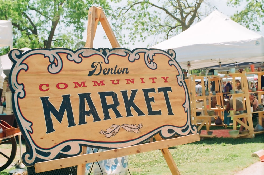 Denton community market sign