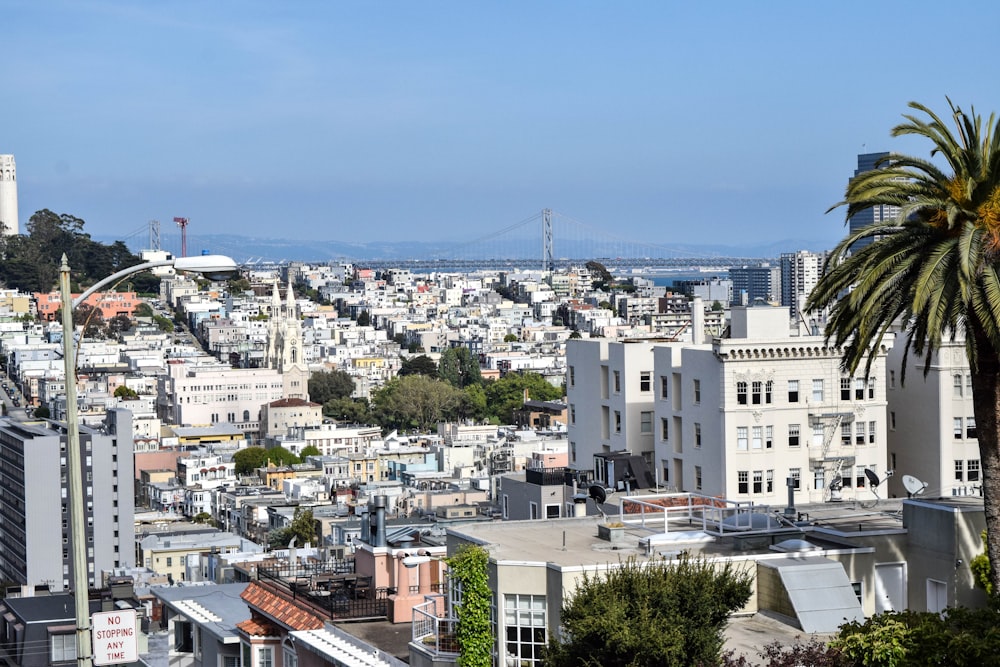 a view of a city from a hill