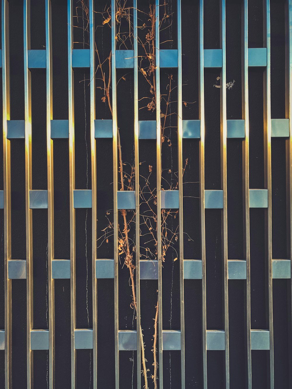 a tall metal structure with a tree growing out of it