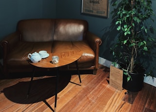 brown leather sofa