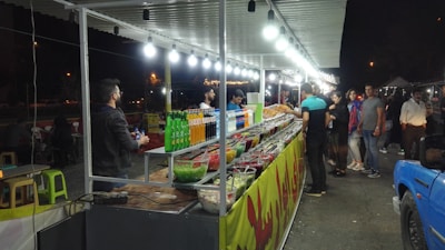Delicious food stalls offering a variety of cuisines at the festival.