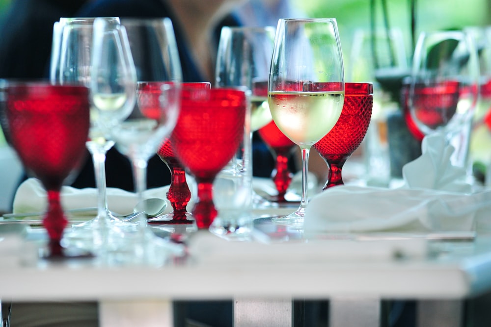 wine glasses on white table