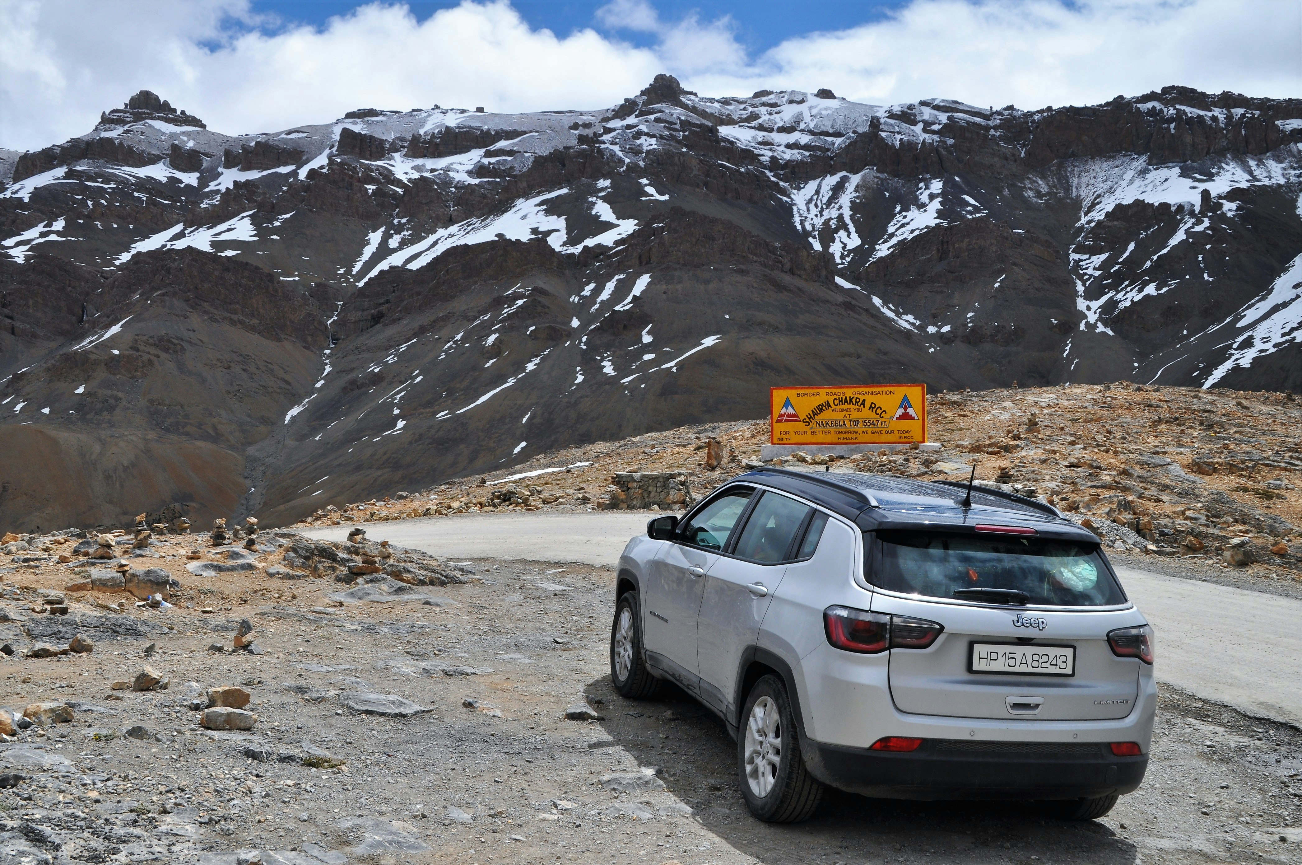Nakee La is a high mountain pass at an elevation of 15,647ft  above the sea level.
The pass is traversed by the Manali-Leh-Highway, on the way to Manali from Taglang La. Nakee la Pass is third of the five passes to be crossed while traveling from Manali to Leh. It is between Sarchu and Pang. You've got to be really careful with the wheels because of pathetic road conditions that could test the patience of even the most seasoned drivers. But you really deserve a medal if you've driven on the road.
But you really deserve a medal if you've driven on the road.