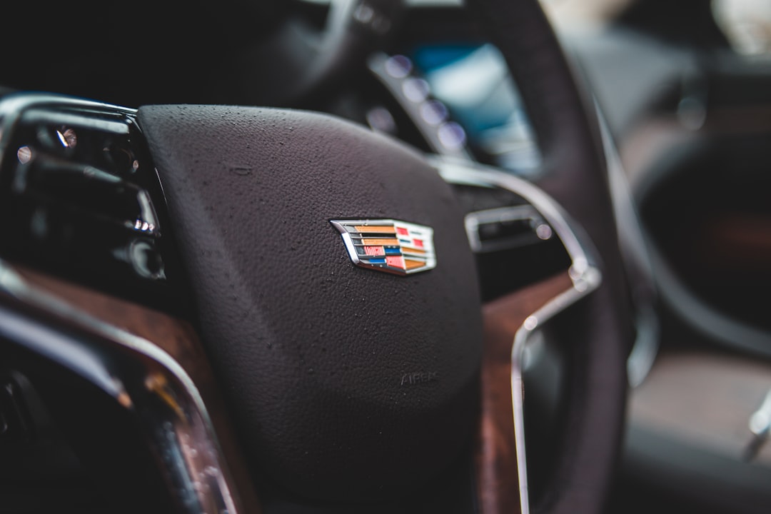 black Cadillac steering wheel
