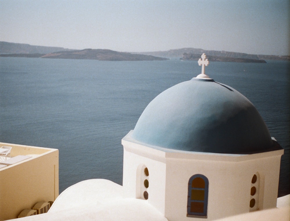 blue and white church of Santorini, Greece