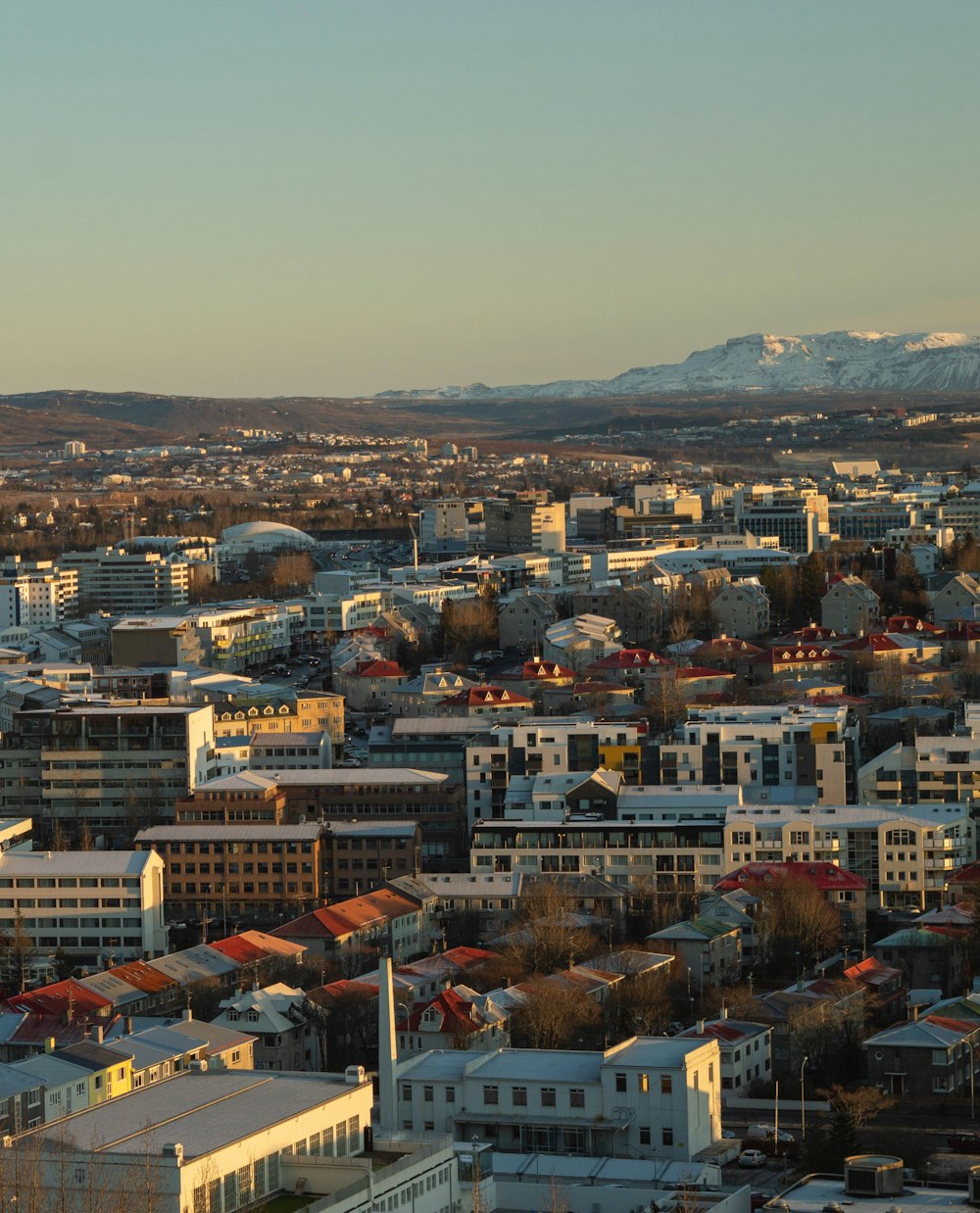 aerial photography of buildings under white sky