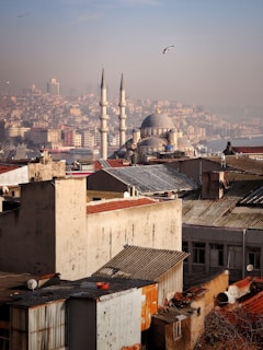 aerial photography of a mosque in the city