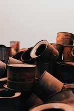 Old rolled aluminum stacked for collection.