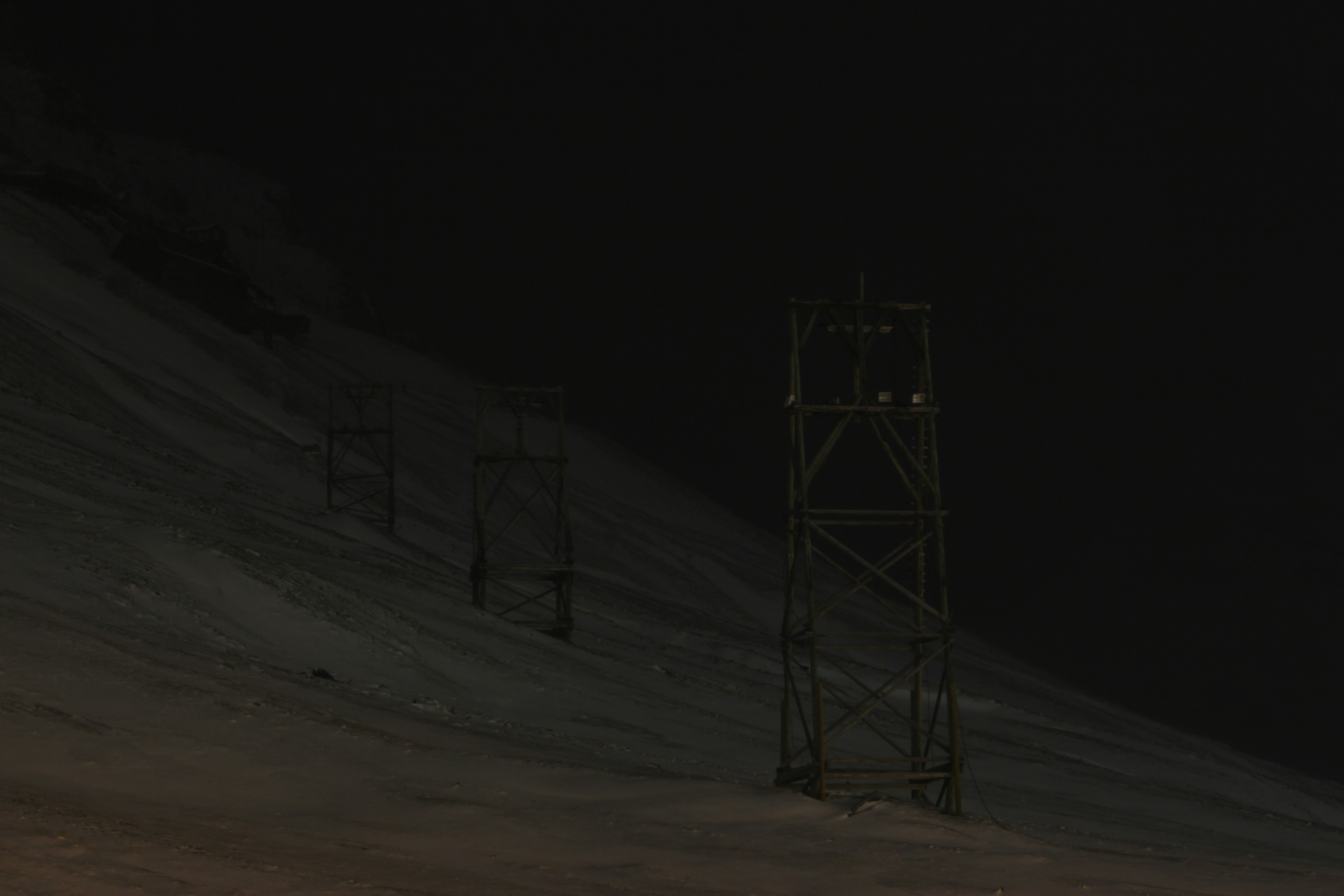 Old coal transportation lines in Longyearbyen, Svalbard