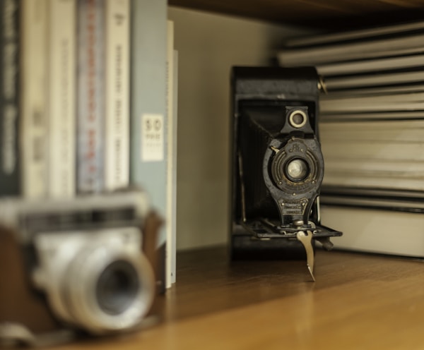 shallow focus photo of vintage black camera