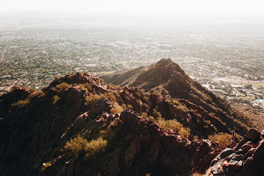 aerial photography of a mountain top