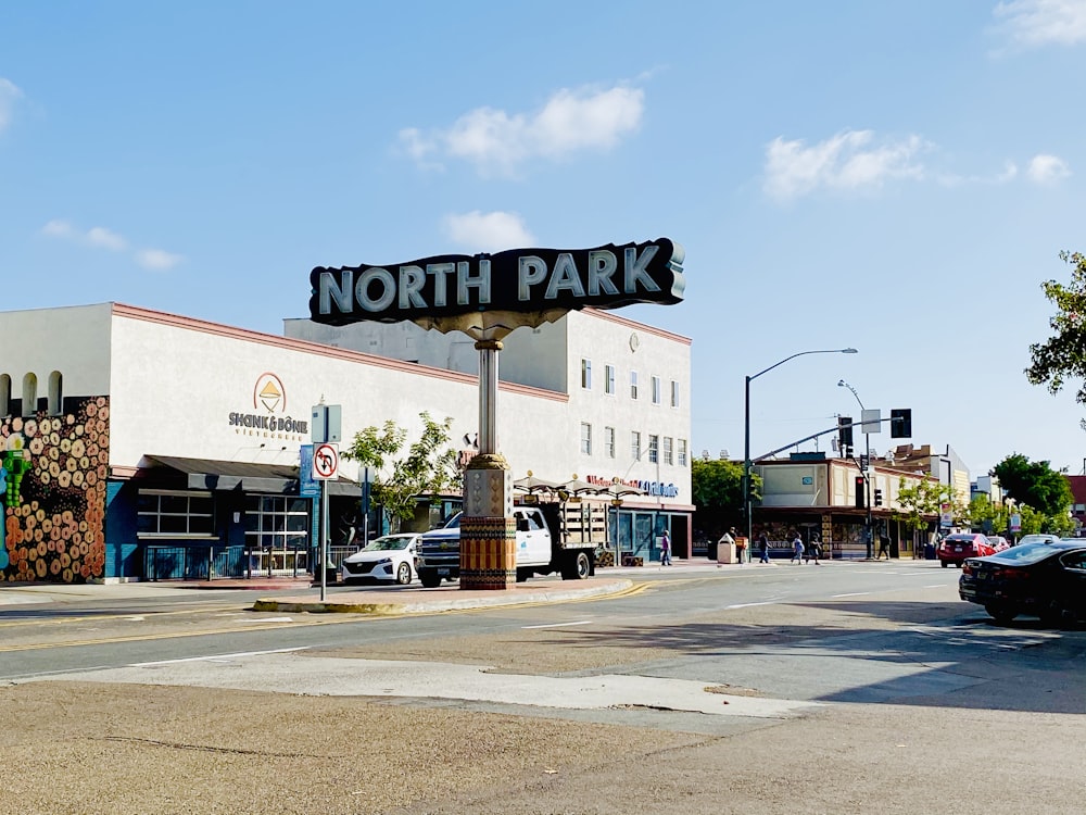 white and black North Park signage