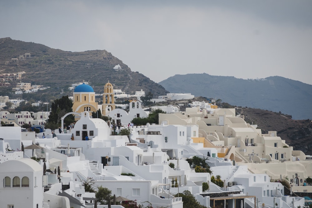 village with white houses photograph