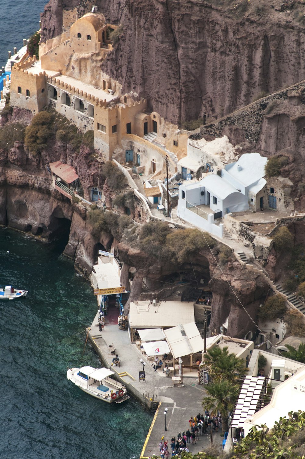 aerial photography of building on cliff