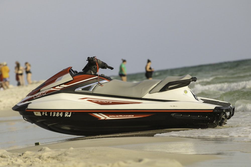 white and black personal water craft