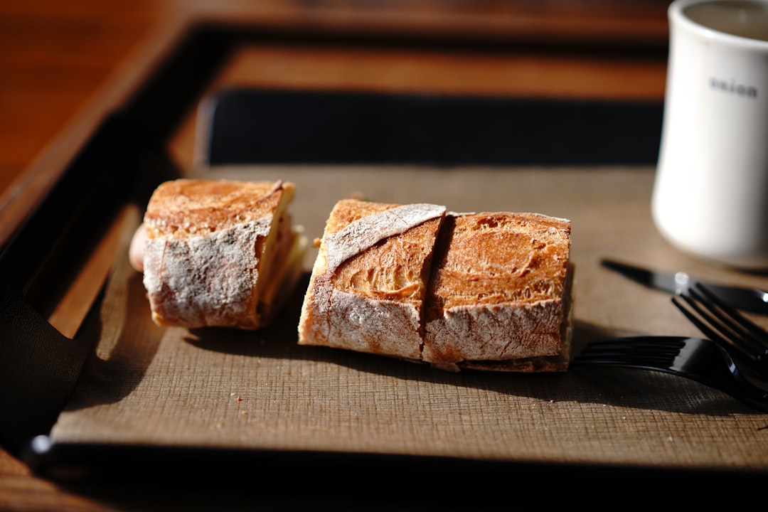 slices of bread on tray