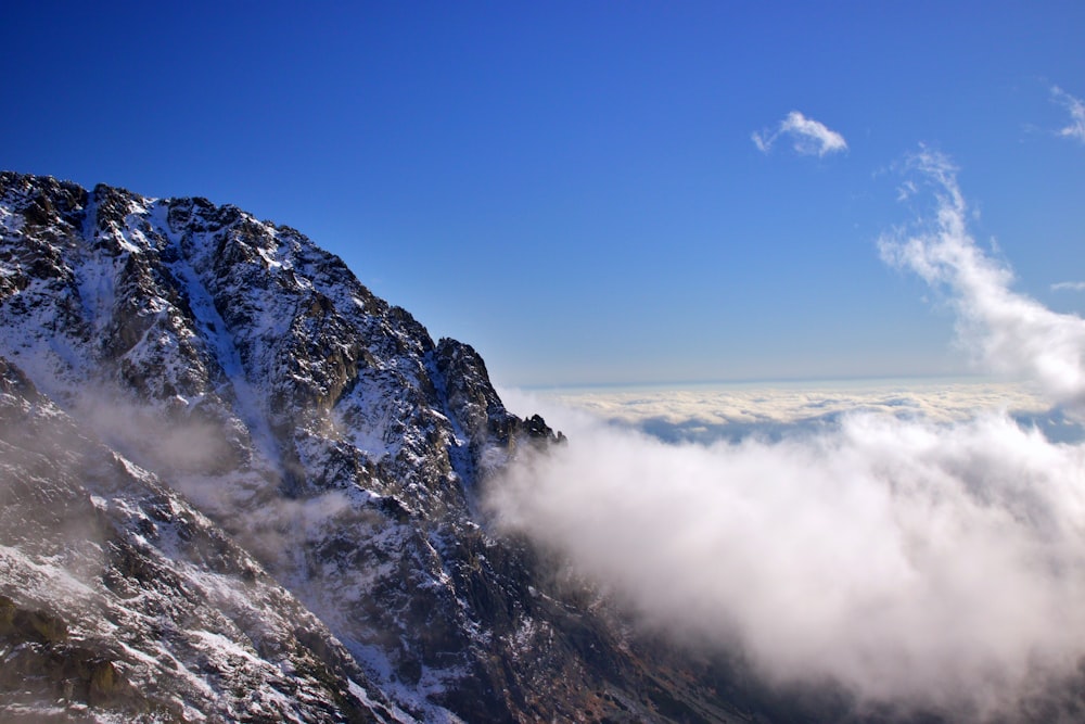 rock mountain and sea of clouds