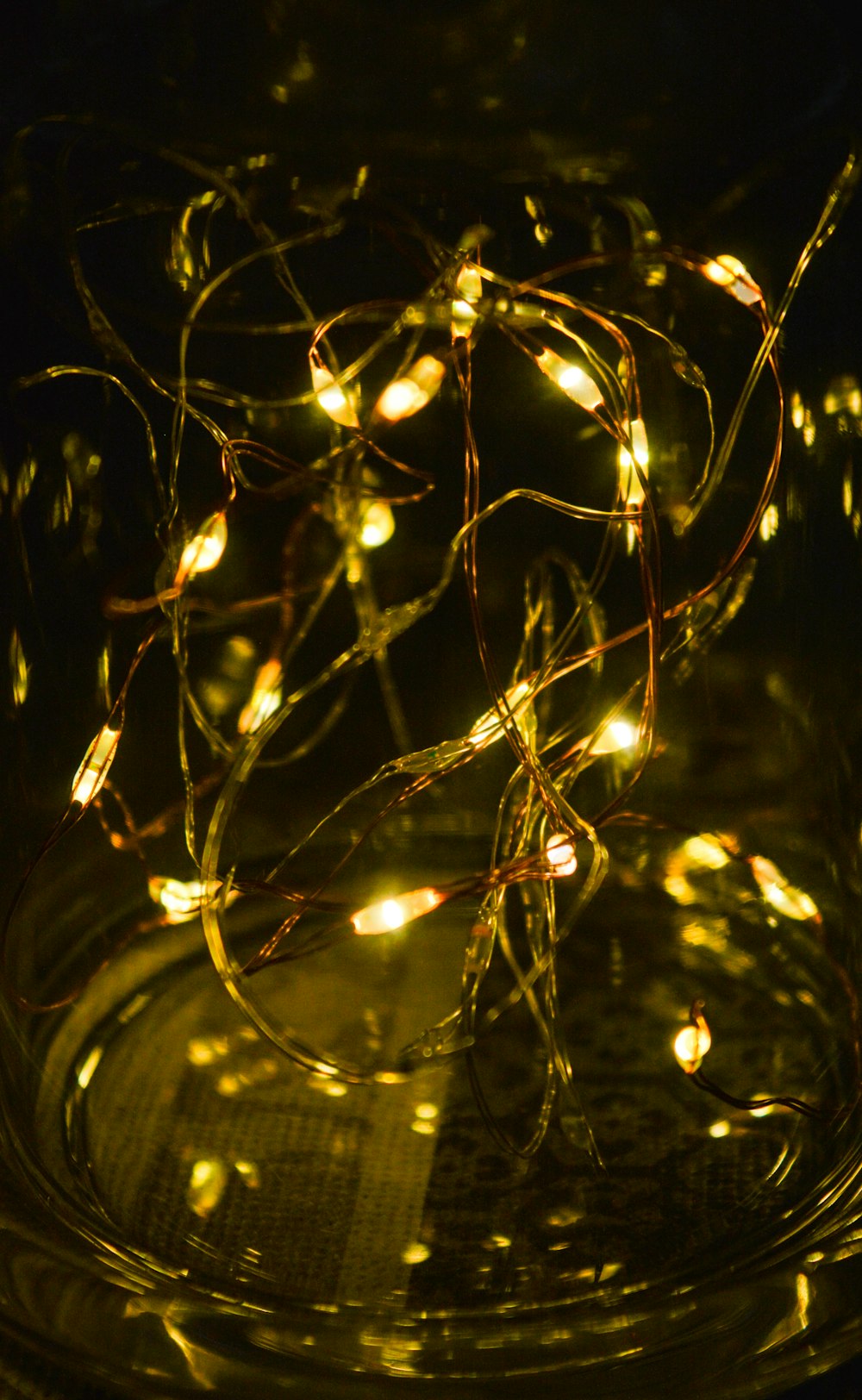 yellow string lights