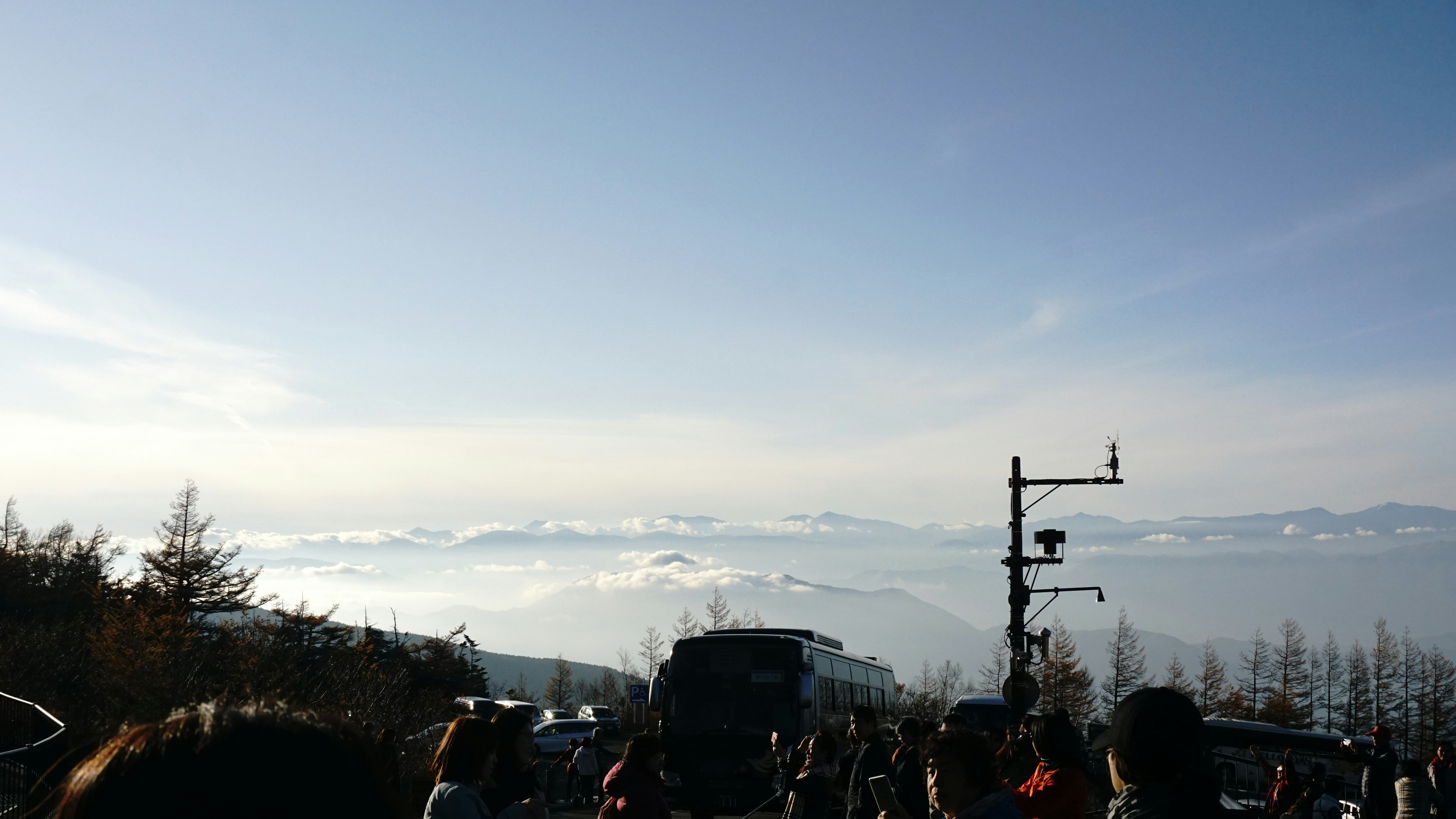 Mt. Takao cable car ascending mountain in winter