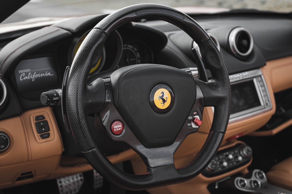 black and yellow Ferrari airbag