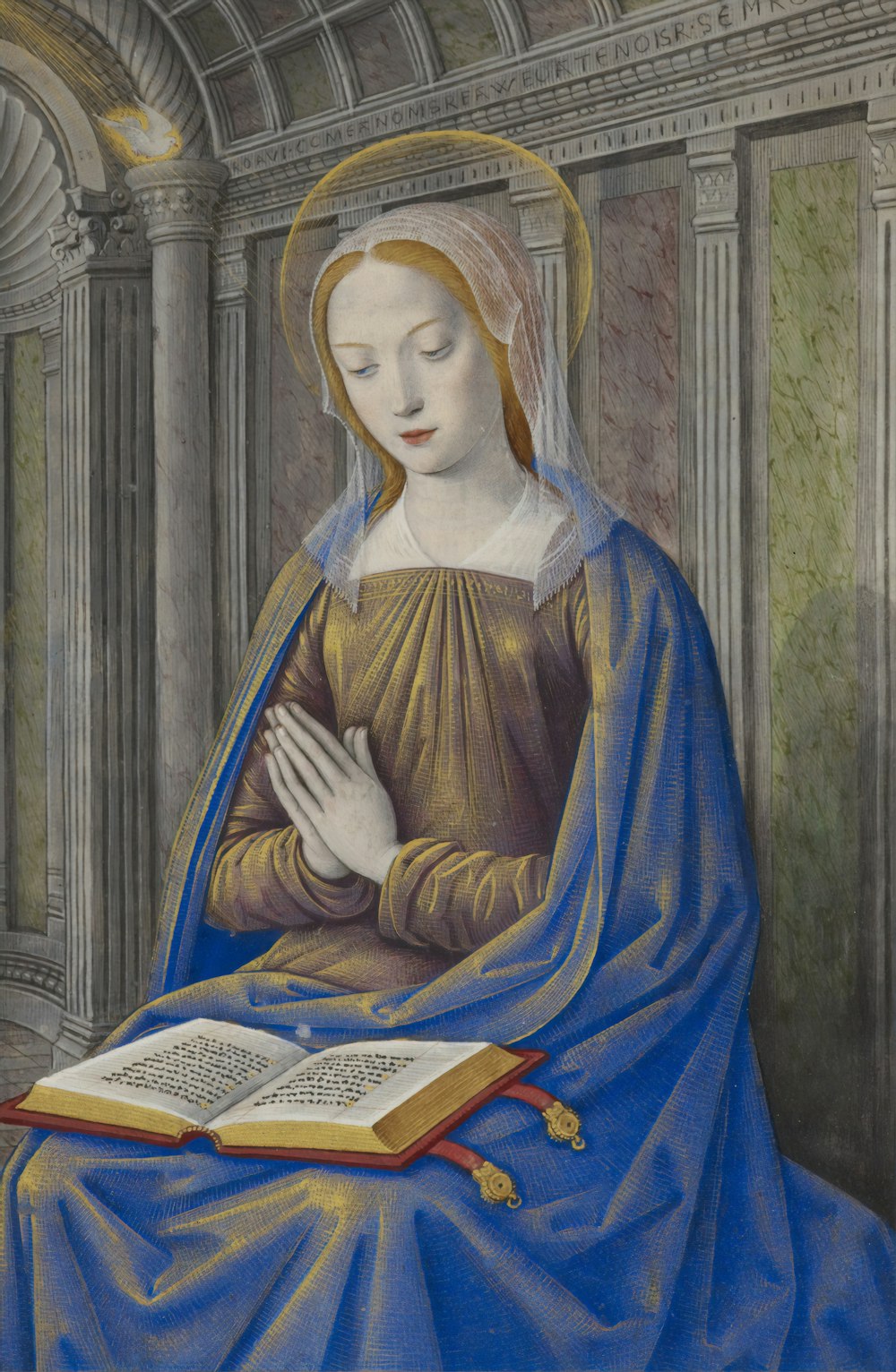 Pintura de mujer rezando