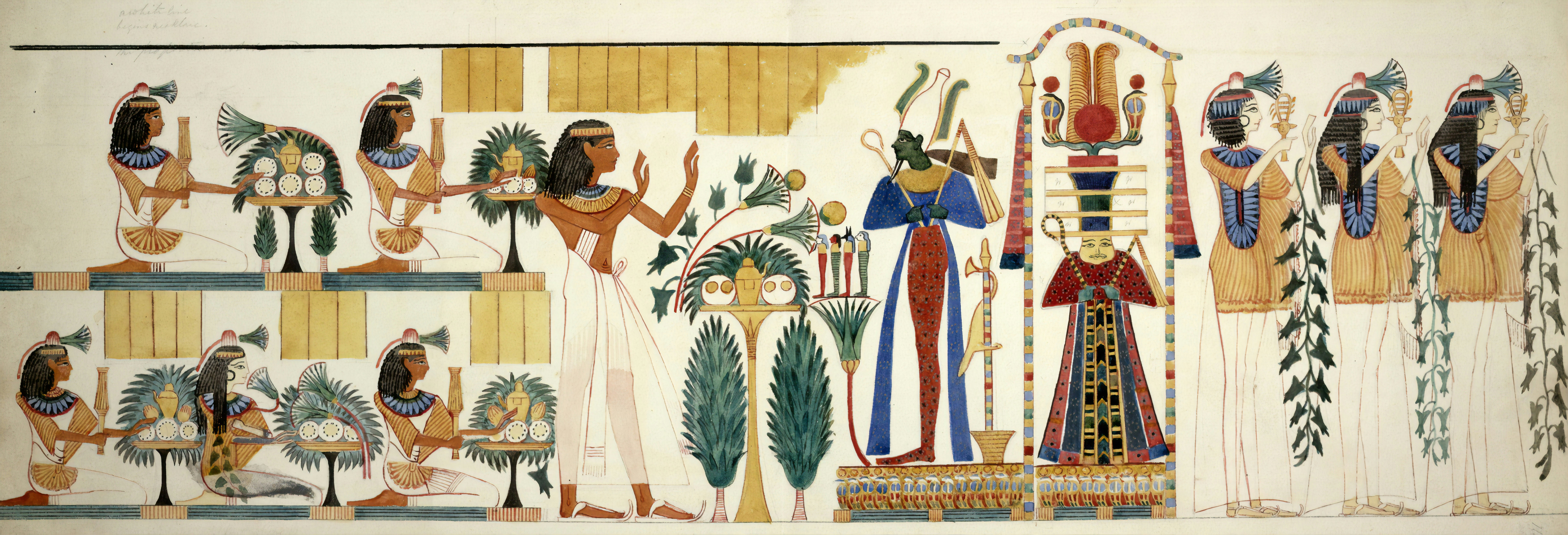 "Egyptian tomb wall-painting, circa 1826"