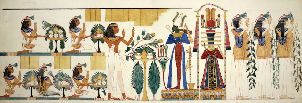 pittura egizia multicolore