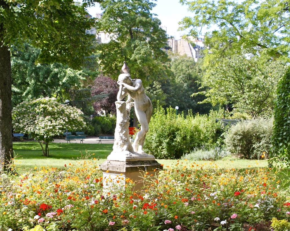 white garden statue