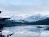 mountain ranges near lake