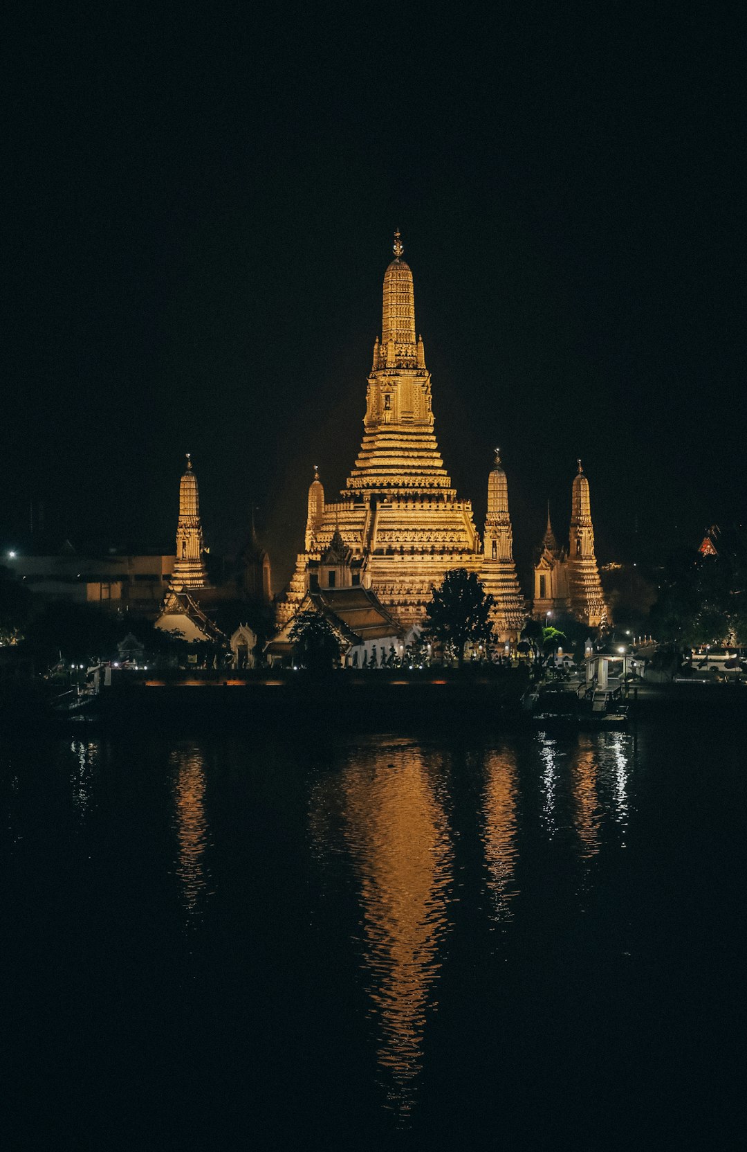 lighted tower at night