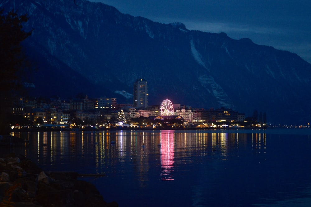 town beside body of water