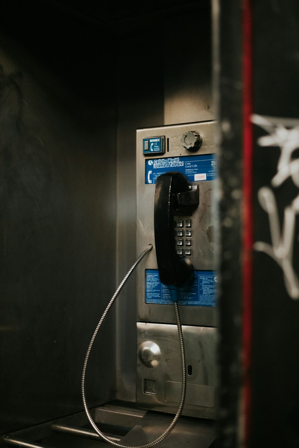 black corded telephone