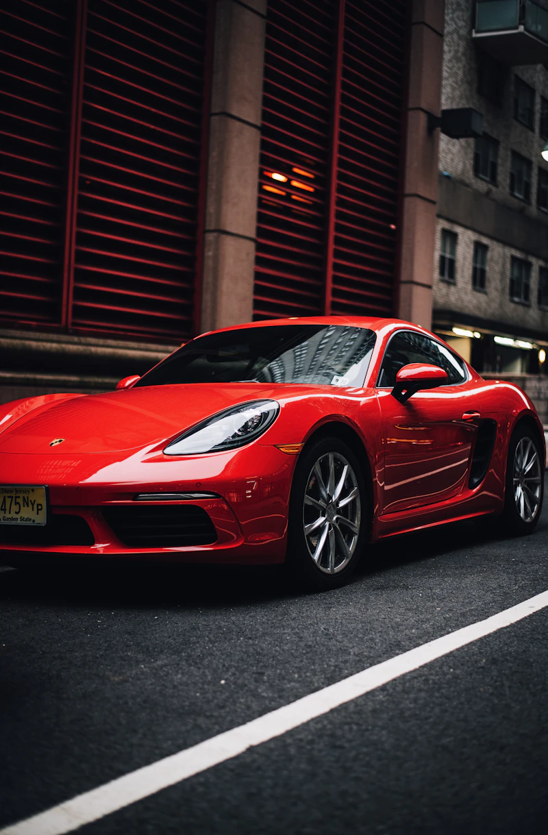 Red sports coupe on the lot