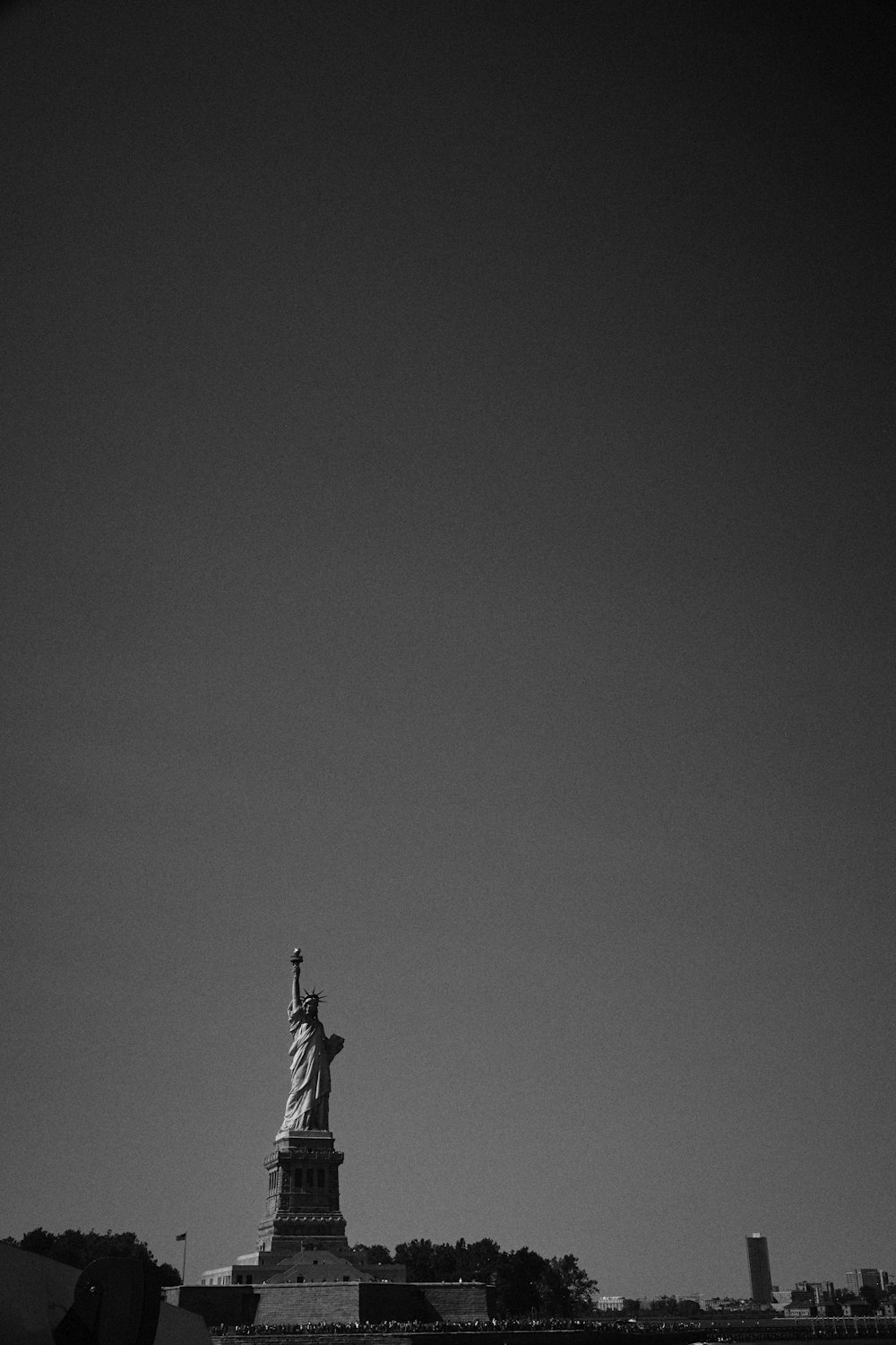 Statue of Liberty grayscale photo