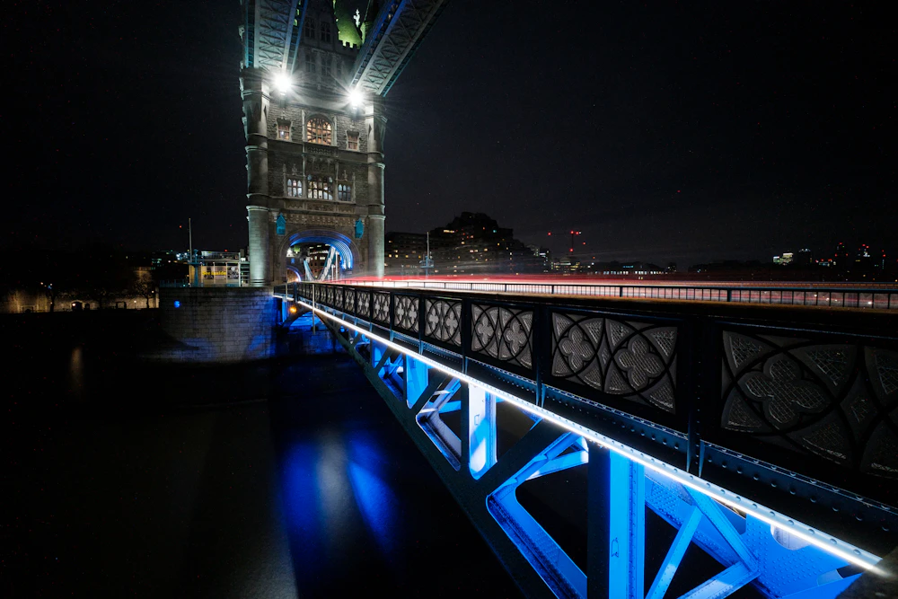 Tower Bridge in London at night