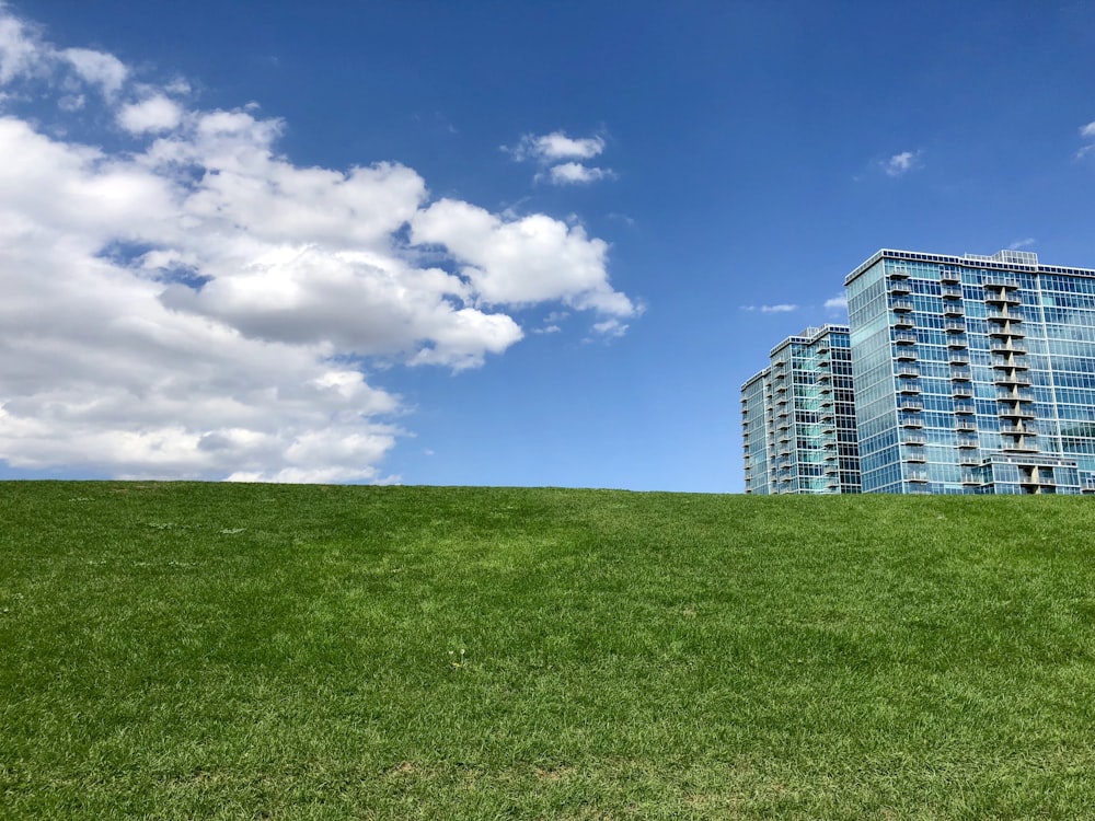 curtain wall high-rise building under blue sky