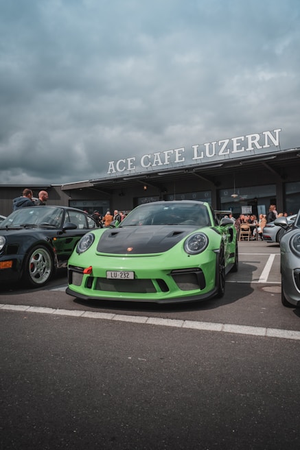 Modern nova-taxi car parked in front of the Chapel Bridge in Luzern