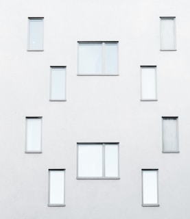 Exterior of a modern building freshly painted in neutral colors