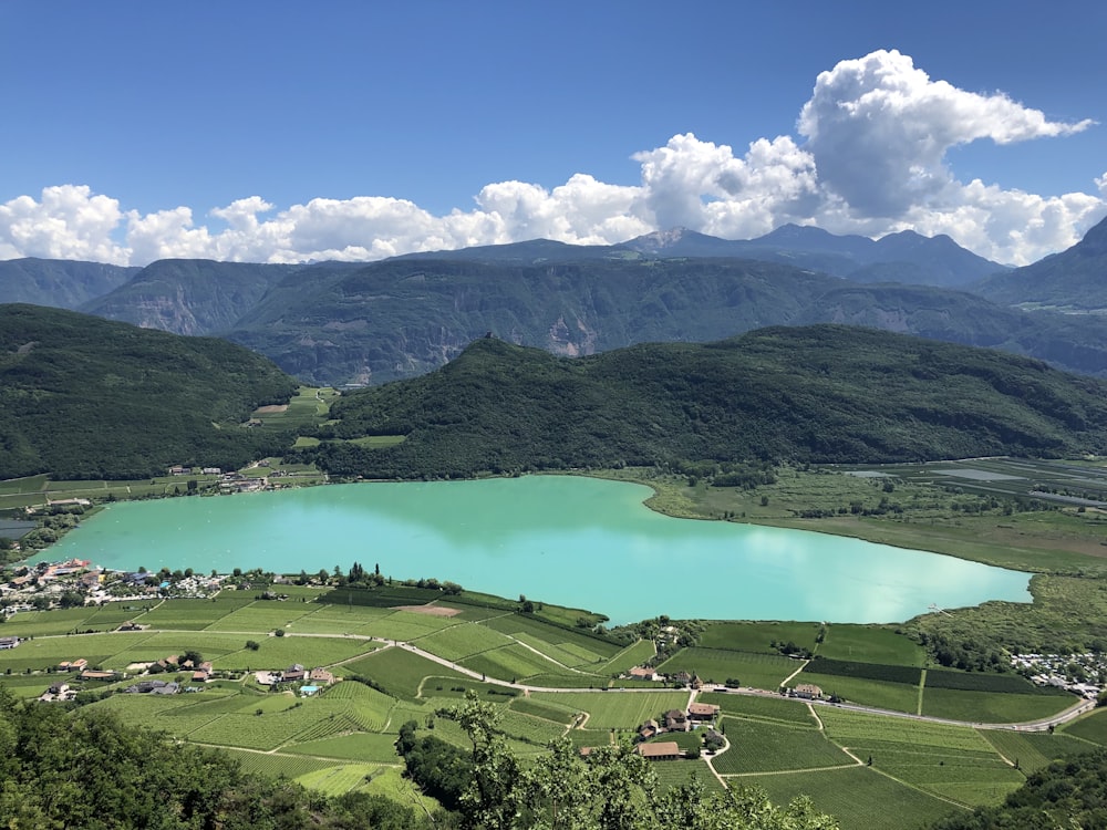 aerial photography of calm body of water