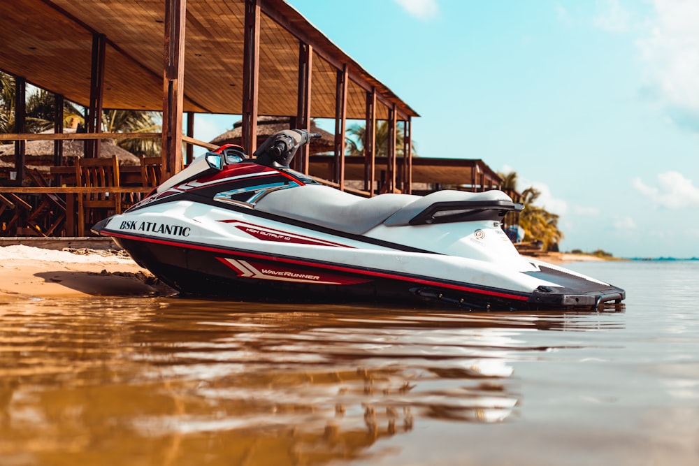 white and black personal watercraft