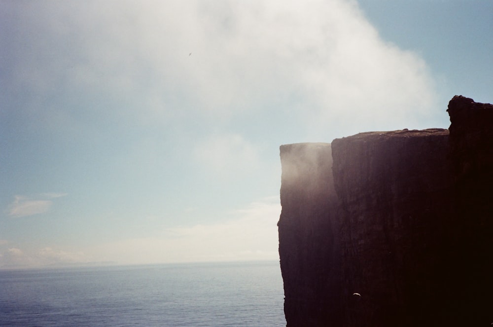 a person standing on the edge of a cliff