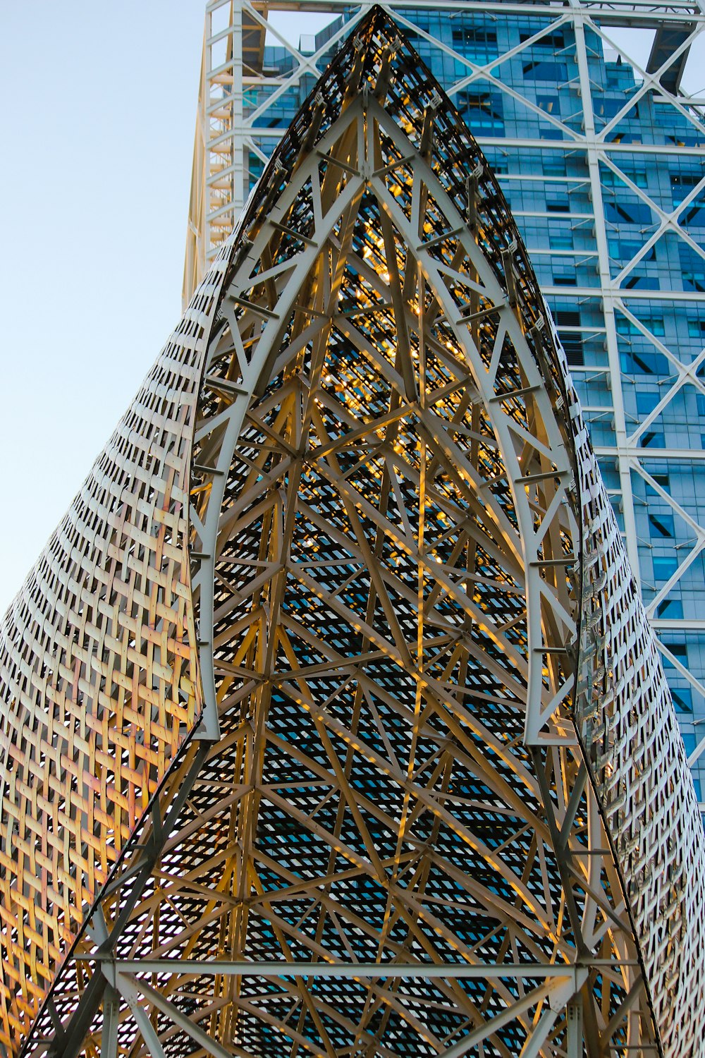 gold and gray metal structure