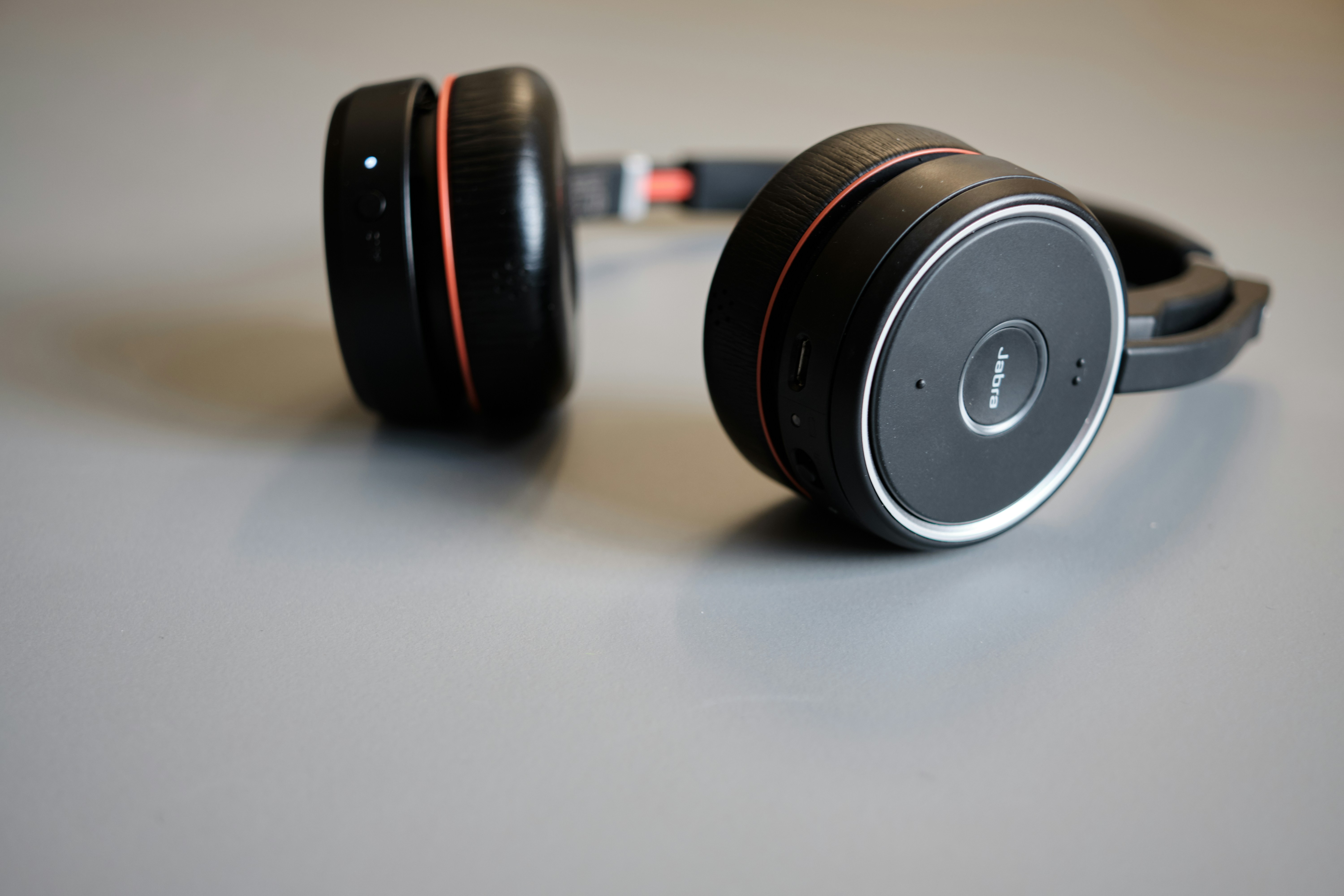 black and gray wireless headphones