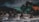 A detailed miniature wargame scene with well-crafted figures in armor holding weapons, set on a snowy terrain. The diorama includes small structures and gothic-style gates, suggesting a medieval or fantasy setting. The background shows green and dark tones that enhance the mysterious atmosphere.