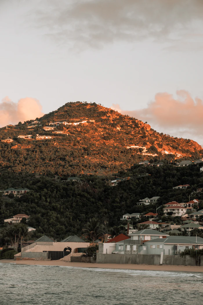 Hillside villas above the beach at Lorient, St. Barts