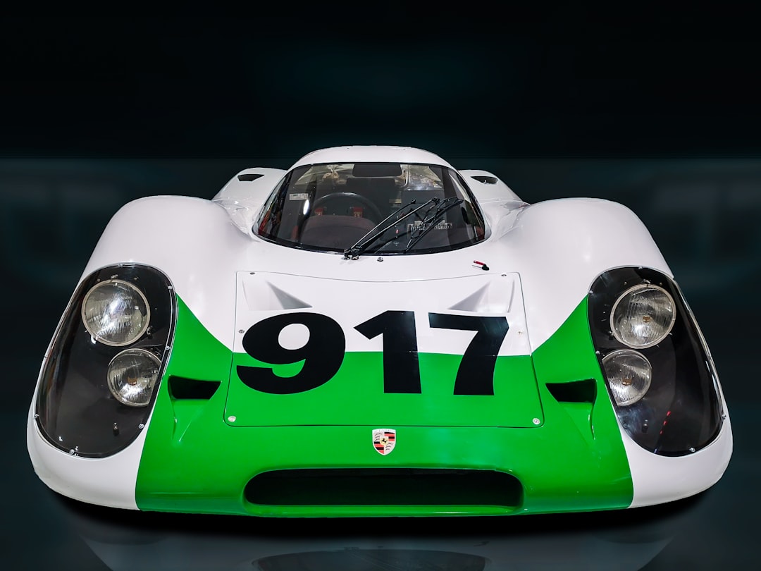 White and Green Porsche 917 race car near Cirencester Market Town, Gloucestershire, UK – Cotswolds digital marketing Cirencester - Photo by Wessel Hampsink | best digital marketing - London, Bristol and Bath marketing agency
