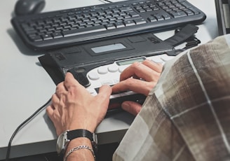 person using assistive keyboard